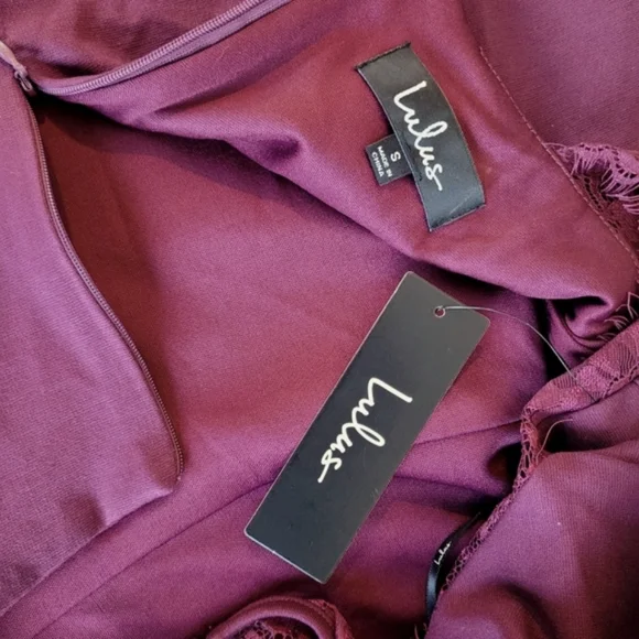 NWT Lulus Backless Lace Skater Dress Plum Small - Picture 6 of 8
